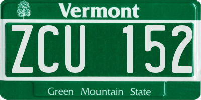 VT license plate ZCU152