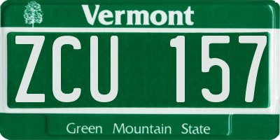 VT license plate ZCU157