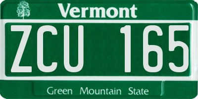 VT license plate ZCU165