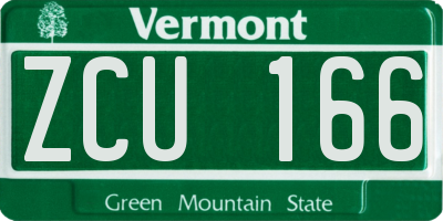 VT license plate ZCU166