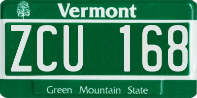 VT license plate ZCU168