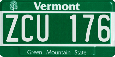 VT license plate ZCU176