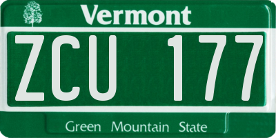 VT license plate ZCU177
