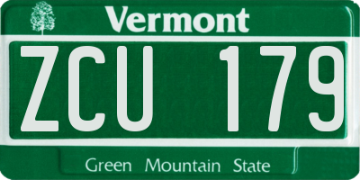VT license plate ZCU179