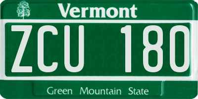 VT license plate ZCU180