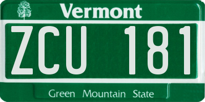 VT license plate ZCU181