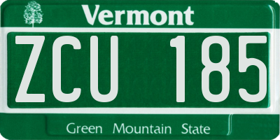 VT license plate ZCU185