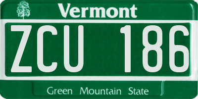 VT license plate ZCU186
