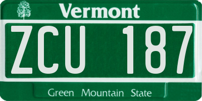 VT license plate ZCU187