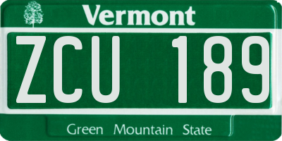 VT license plate ZCU189