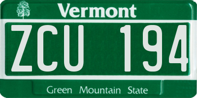 VT license plate ZCU194