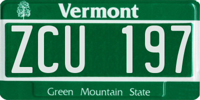 VT license plate ZCU197