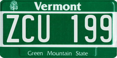 VT license plate ZCU199