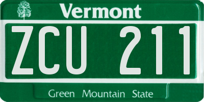 VT license plate ZCU211