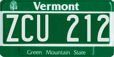 VT license plate ZCU212