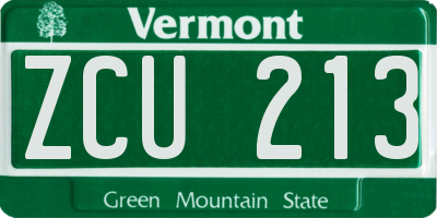VT license plate ZCU213