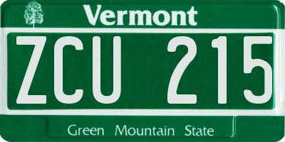 VT license plate ZCU215