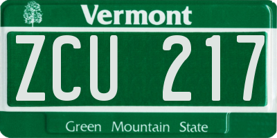 VT license plate ZCU217