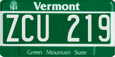 VT license plate ZCU219