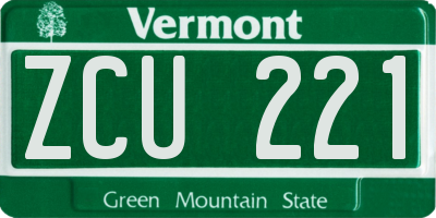 VT license plate ZCU221