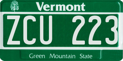 VT license plate ZCU223