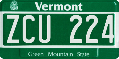 VT license plate ZCU224