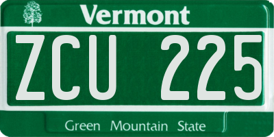 VT license plate ZCU225