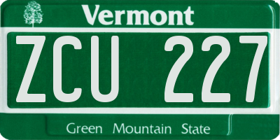 VT license plate ZCU227