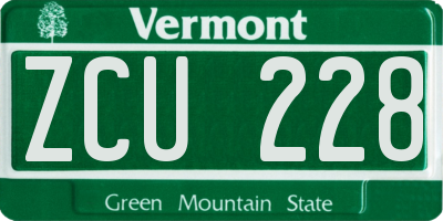 VT license plate ZCU228