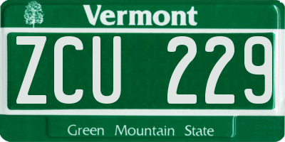VT license plate ZCU229