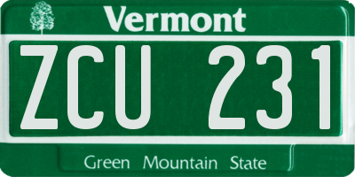 VT license plate ZCU231