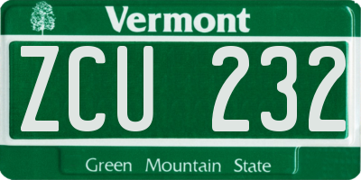 VT license plate ZCU232