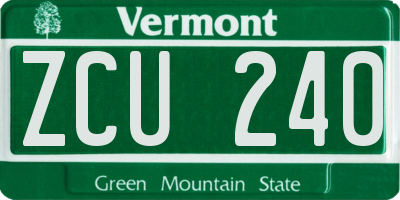 VT license plate ZCU240