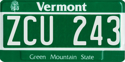 VT license plate ZCU243
