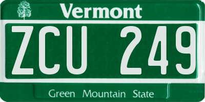 VT license plate ZCU249