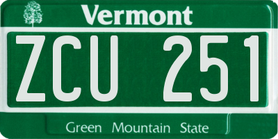 VT license plate ZCU251