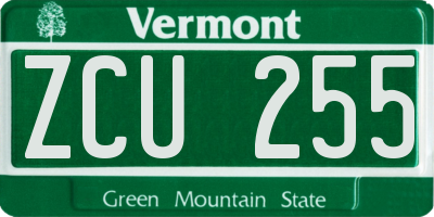 VT license plate ZCU255