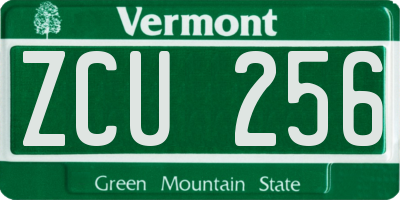 VT license plate ZCU256