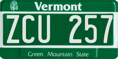 VT license plate ZCU257