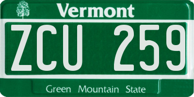 VT license plate ZCU259