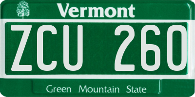 VT license plate ZCU260