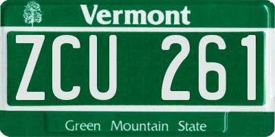 VT license plate ZCU261