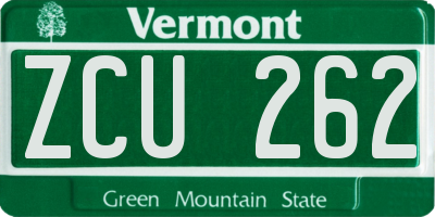 VT license plate ZCU262