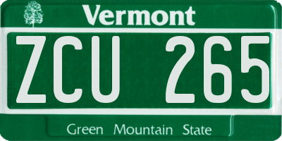 VT license plate ZCU265