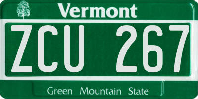 VT license plate ZCU267