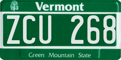 VT license plate ZCU268