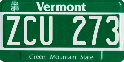 VT license plate ZCU273