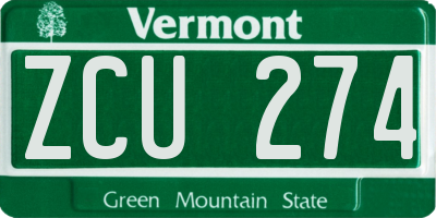 VT license plate ZCU274