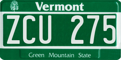 VT license plate ZCU275