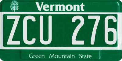VT license plate ZCU276